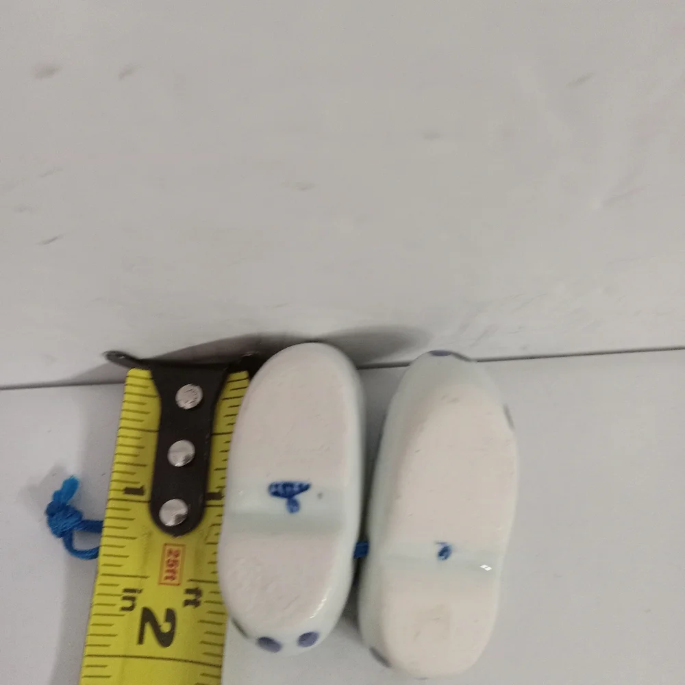 Delft Pottery Miniature Clog Shoes , Ornament Dutch Blue & White Windmill